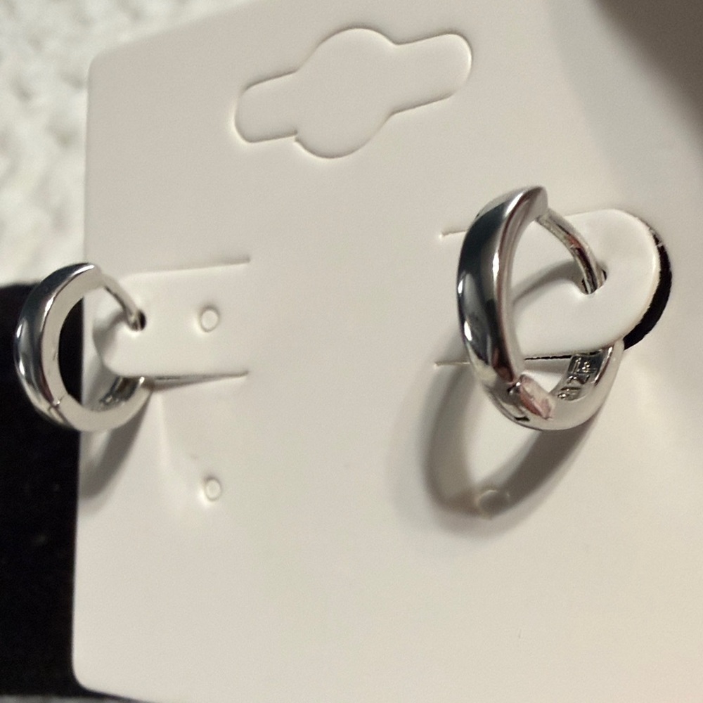 Pretty Bird White Gold Plated Huggie Hoop Earrings